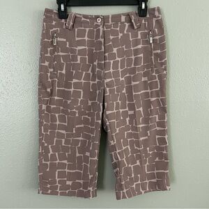 Jamie Sadock Geometric All Over Print Grey Purple Capri Pants Sz 8 Golf Athletic